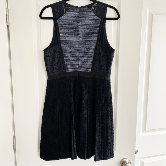 Rebecca Taylor Navy Tweed with Lace, Fit & Flare - Picture 3 of 7